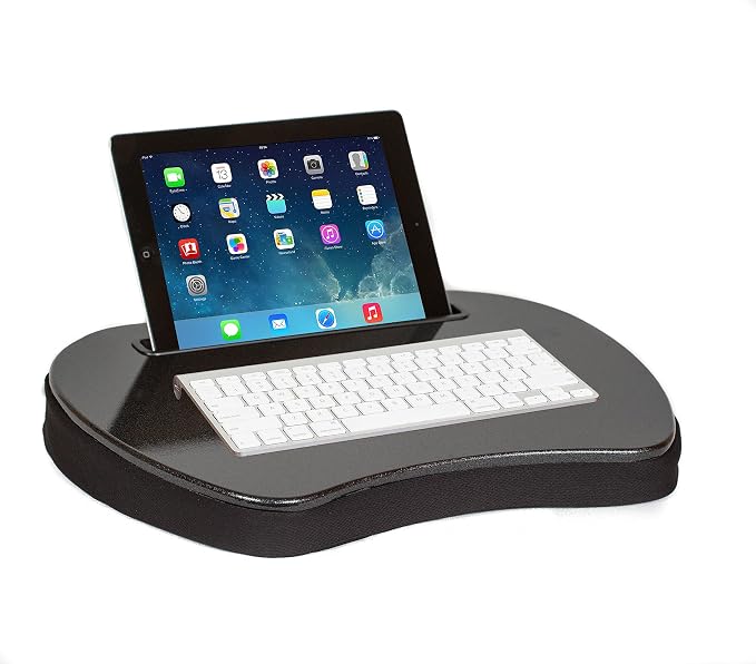 Sofia + Sam Mini Lap Desk with Memory Foam Cushion | Tablet Slot and Handle | Fits Laptops Up to 15" | Tablets Up to 9.6" | Black | Portable Travel Desk | Reading Writing and Coloring by Sofia+%2B+Sam