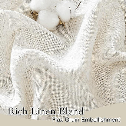 RYB HOME Natural Linen Blend Curtains 108 inches Long for Sliding Door | Semi Sheer Privacy, Soft Breathable, Vintage, Light Filtering, for Bedroom, Rod Pocket, Linen, W52 x L108, 2 Pcs - Image 3