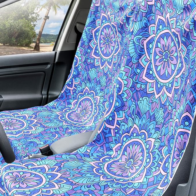 Hahafelt 2 Pack Car Seat Towel Cover with Storage Bag, Mandala | 63 x 32 in Car Towel Seat Cover Non Slip Waterproof, Gym Workout Swimming Running, Machine Washable Sweat Absorbent Protector - Image 6