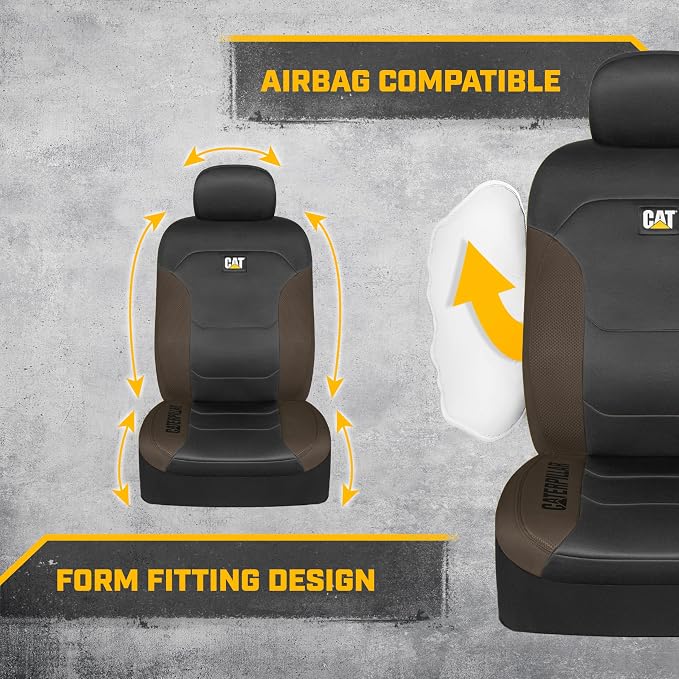 CAT Front Seat Covers for Cars (2-Pack) & 4-Piece Trim to Fit, Heavy Duty Protection, All Weather Floor Mats – Universal Fit, Waterproof Mats, Easy Install, for Trucks, SUVs, Vans, & Car Accessories - Image 5