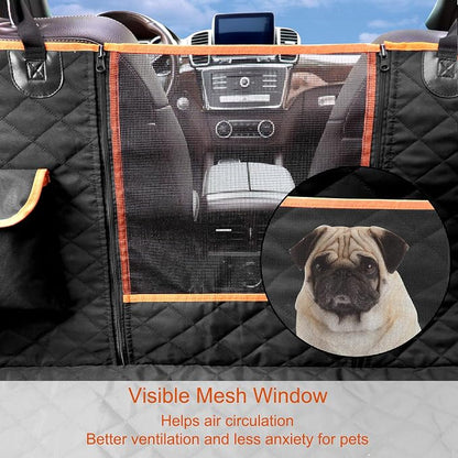 Dog Car Seat Cover, Waterproof Nonslip Pet Seat Cover for Back Seat with Storage Pockets Mesh Visual Window, Heavy Duty Scratchproof Pet Dog Seat Cover Hammock for Cars Trucks and SUVs - Image 4
