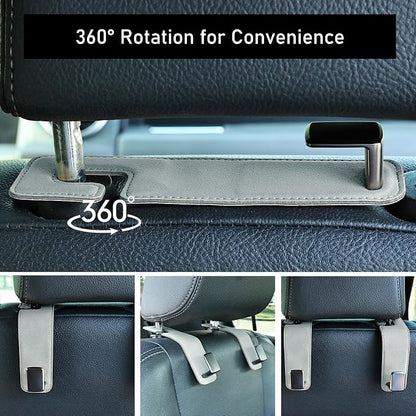 Heavy-Duty Car Headrest Hooks Holds 44lb Suede & Metal Hangers for Bags | Universal Fit for Cars/Suv/Trucks, 2-Pack, Hang Grocery Bag Handbag Purses Coat Water Bottle, Seat Back Organizer，Light Gray - Image 2