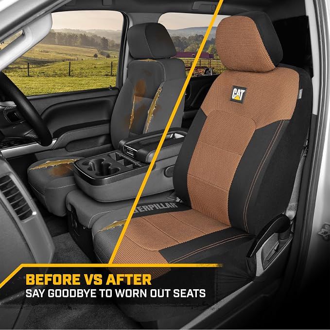 Cat® MeshFlex Automotive Seat Covers for Cars Trucks and SUVs (Set of 2) – Beige Car Seat Covers for Front Seats, Truck Seat Protectors with Comfortable Mesh Back, Auto Interior Covers | Airbag Compatible Interior Protection for Trucks, Suv, and Cars –... - Image 8