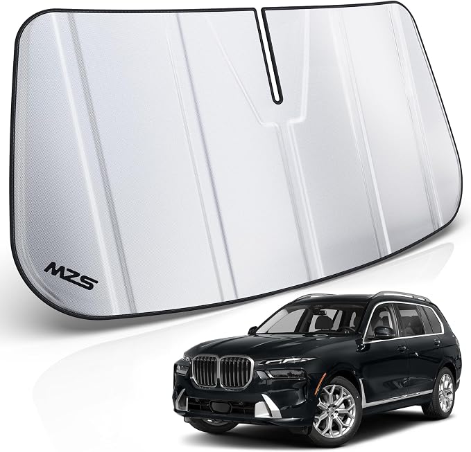 MZS Windshield Sun Shade Compatible with X7 2019-2026 | 6-Layer Heat Insulation, 99% UV Blocking, Keeps Interior Cool, Full Coverage Visor, Foldable Car Window Sunshade, Storage Bag by MZS
