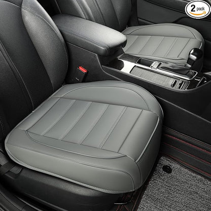 2 Pack Leather Front Car Seat Covers,Bottom Seat Covers for Cars,Driver Car Seat Cover,Luxury Seat Protectors,Waterproof,Anti-Slip,Full Wrap,for Most Vehicles,Sedan,Truck,SUV(Grey) by Vankerful