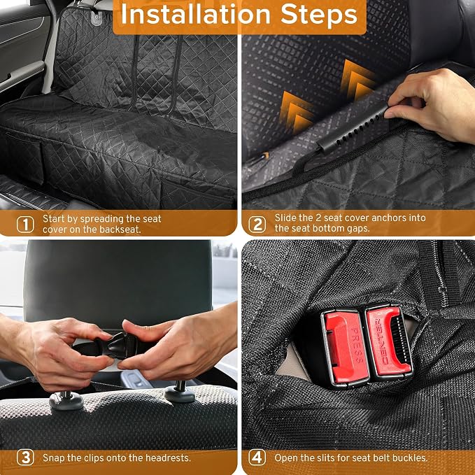 Dog Car Seat Cover for Back Seat for Toyota RAV4 RAV-4 Tacoma CHR 2000-2026 | 2025 2026 2027 Accessories Car Pet Bench Rear Seat Backseat Covers Protector Waterproof Non-Slip Black - Image 7