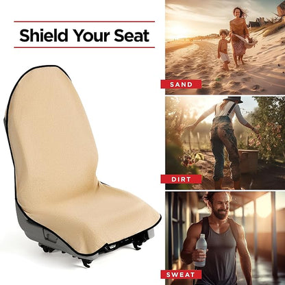 lebogner Waterproof Sweating Car Seat Cover for Post Gym Workout, Running, Swimming, Beach and Hiking, Universal Fit Anti-Slip Bucket Seat Protector for Cars, SUVs and Trucks, Machine Washable, Beige - Image 6