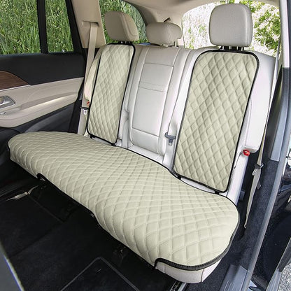 FH Group Car Seat Cushion Rear Set Beige Faux Leather Automotive Seat Cushions - Universal Fit, Rear Car Seat Cushion, Car Seat Cushions With Non-slip Silicone Backing for SUV, Sedan, Van - Image 4