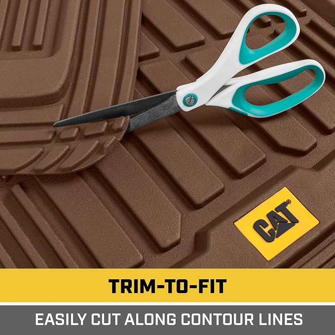 CAT® ToughRide™ Heavy-Duty 4 Piece Brown Floor Mats for Cars - Trim to Fit All-Weather Rubber Car Mats Full Set - Truck Mats & Cars Floor Mats - Interior Accessories for SUVs & Car Rug Protection - Image 5