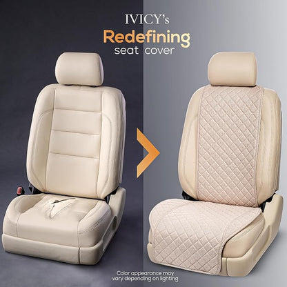 Faux Linen Front Car Seat Cover, Seat Protector, 1 Unit, Light Beige | Non-Slip Bucket Sear Cover for Most Cars, SUVs, Vans & Trucks – Machine Washable, Side-Airbag Friendly - Image 6