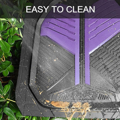 CAR PASS Heavy Duty Rubber Car Mats, Deep-Dish Car Floor Mats All Weather, Universal Two-Tone Trim-to-Fit for SUVs Trucks Sedans, Waterproof Anti-Slip, 3 Pieces V12 Black and Metallic Purple - Image 5