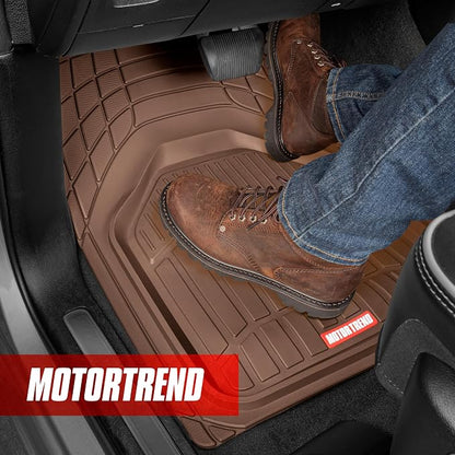 Motor Trend 943-BW FlexTough Defender Car Floor Mats -Next Generation Deep Dish Heavy Duty Contour Liners for Car SUV Truck & Van-All Weather Protection, Trim to Fit Most Vehicles (Brown) - Image 3