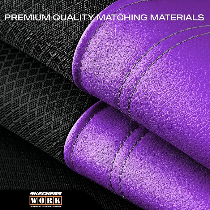Skechers Work Seat Covers, Leather Seat Covers 5-Times Stronger Built-in Webbing, Oxford Fabric Front Seat Cover, Airbag Compatible, Automotive Comfort for Cars, Trucks, SUVs,Purple - Image 6