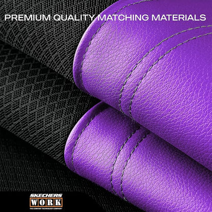 Skechers Work Seat Covers, Leather Seat Covers 5-Times Stronger Built-in Webbing, Oxford Fabric Front Seat Cover, Airbag Compatible, Automotive Comfort for Cars, Trucks, SUVs,Purple - Image 6