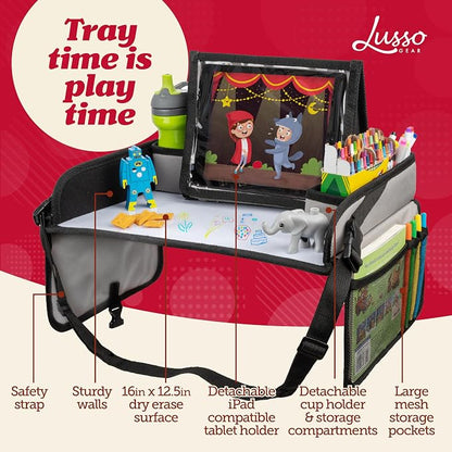 Lusso Gear Lap Tray for Toddler and kids, Table Tray for Travel, Car Seat, Airplane, Desk Essential Accessories and Road Trip Activities (Gray) - Image 2