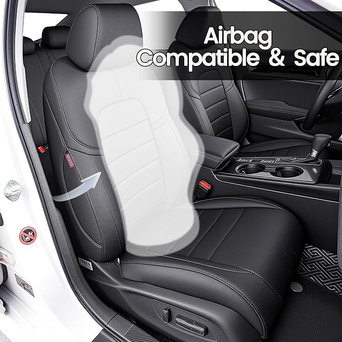 HKZ Custom Fit Civic Seat Cover Full Set for Honda Civic 4 Door (Hatchback 2022-2026 Sport Touring)&(Hatchback 2022-2024 EX-L) 5-Seats Full Set,Leather Seat Protector(Black) - Image 5