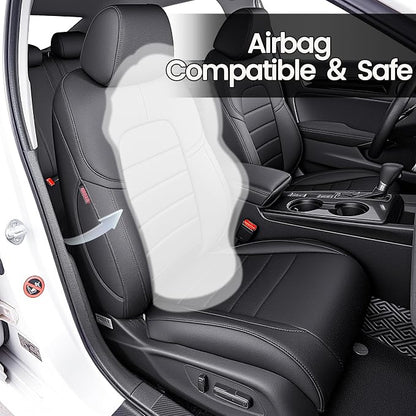 HKZ Custom Fit Civic Seat Cover Full Set for Honda Civic 4 Door (Hatchback 2022-2026 Sport Touring)&(Hatchback 2022-2024 EX-L) 5-Seats Full Set,Leather Seat Protector(Black) - Image 5