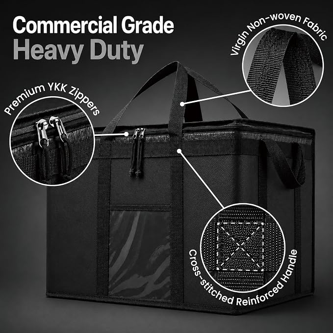 NZ home PRO Large Insulated Food Delivery Bag (3XL, Red, 1 Pack) | Thermal bag, For cold & hot food, Water-resistant, Portable cooler, Soft sided catering tote, Grocery bag with zippered top - Image 7
