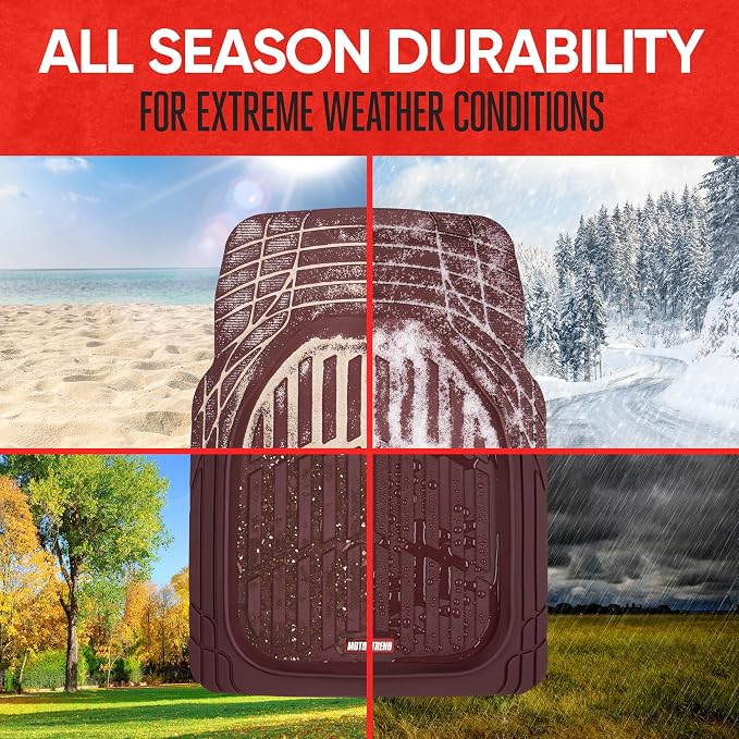 Motor Trend FlexTough Floor Mats for Cars, Burgundy Deep Dish All-Weather Car Mats, Waterproof Trim-To Fit Automotive Cars Trucks SUV, Universal Liner Accessories - Image 5