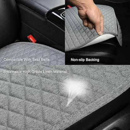 West Llama Linen Car Seat Covers,Bottom Seat Covers for Cars Include 1 Pair Front Driver Seat Pad Mat and 1 Rear Bench Cover Universal Fits 90% Vehicles,SUVs,Cars,Sedans(3Piece-Gray) - Image 4