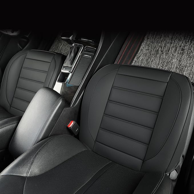 1 Pack Leather Front Car Seat Covers,Bottom Seat Covers for Cars,Driver Car Seat Cushion Cover,Luxury Seat Protectors,Waterproof,Full Wrap,for Most Vehicles,Sedan,Truck,SUV(Black) - Image 7