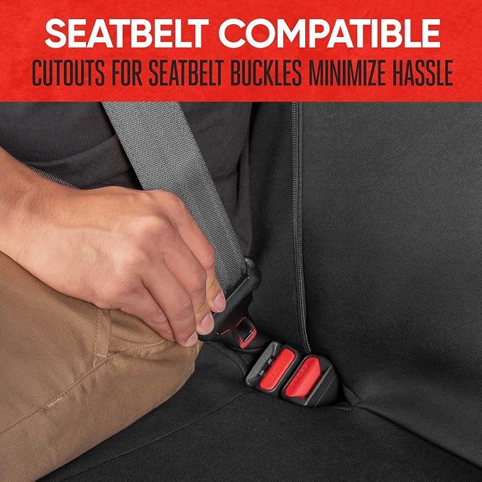 Motor Trend Waterproof Car Seat Covers Full Set – Black Seat Covers for Car Front & 60/40 Split Back Bench - Carseat Cover for Trucks, SUV, Vans - Universal Fit for Most Regular Size Vehicles - Image 7