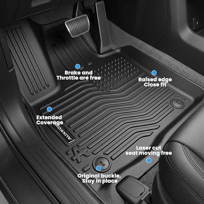 AUXKO Floor Mats Cargo Mat Backrest Mat for 2027 Kia Telluride Hybrid | High Wall,All-Weather,All Season,Odorless,Anti Slip,Rain&Salt Resistant,TPE Material,Black,Accessories,Pet Friendly - Image 3