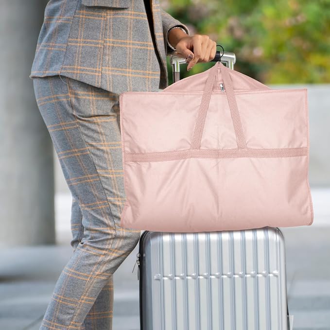 Lazebox 43" Travel Garment Bag with Accessories Zipper Pocket, Heavy Duty Suit Bag for Suits, Tuxedos, Dresses, Coats, Pink, 1 pack - Image 8