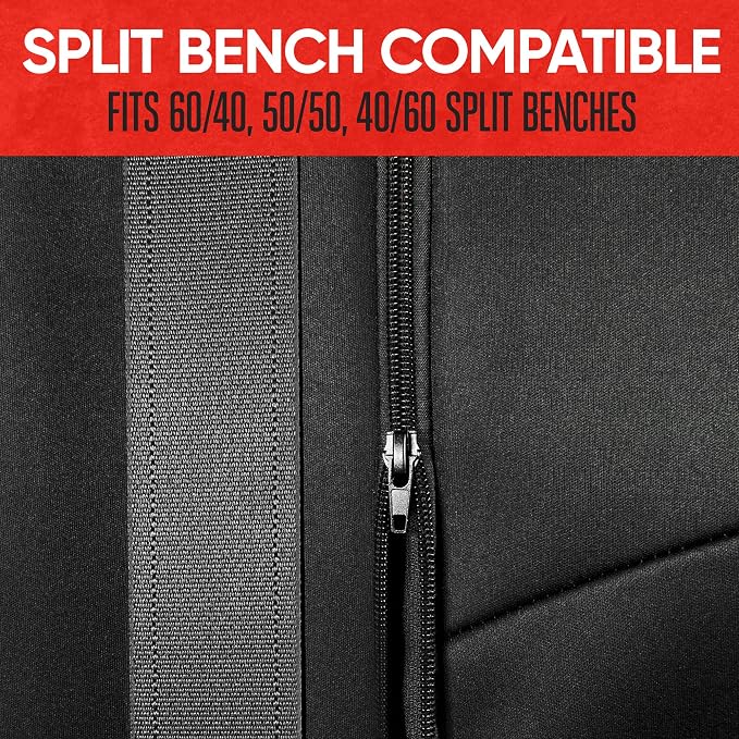 Motor Trend SpillGuard Neoprene Rear Seat Protector - Waterproof Bench Cover for Cars With Gray Stitching, Padding for Kids & Dogs - Image 4