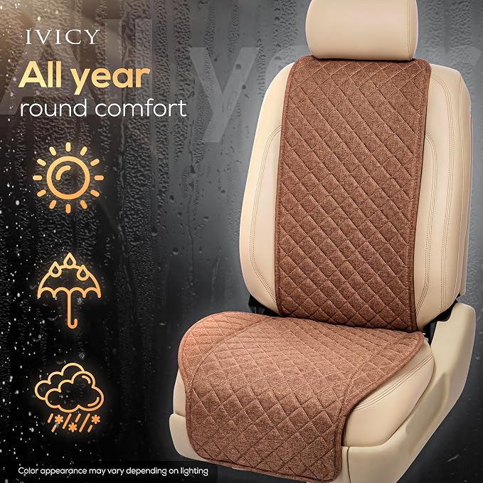 Faux Linen Front Car Seat Cover, Seat Protector, 1 Unit, Light Brown | Non-Slip Bucket Sear Cover for Most Cars, SUVs, Vans & Trucks – Machine Washable, Side-Airbag Friendly - Image 7