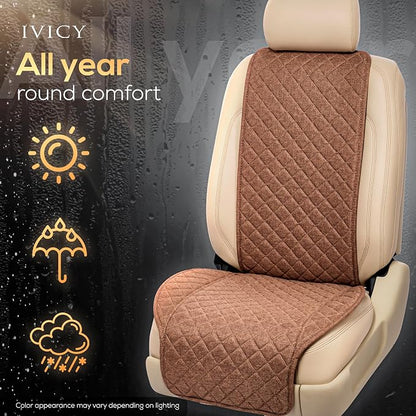 Faux Linen Front Car Seat Cover, Seat Protector, 1 Unit, Light Brown | Non-Slip Bucket Sear Cover for Most Cars, SUVs, Vans & Trucks – Machine Washable, Side-Airbag Friendly - Image 7