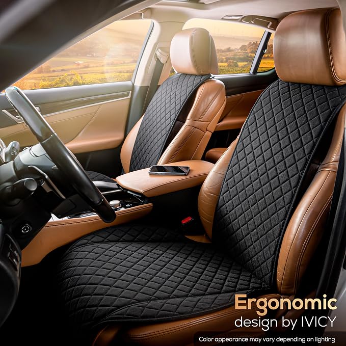 Faux Linen Front Car Seat Cover, Seat Protector, 1 Unit, Black | Non-Slip Bucket Sear Cover for Most Cars, SUVs, Vans & Trucks – Machine Washable, Side-Airbag Friendly - Image 9