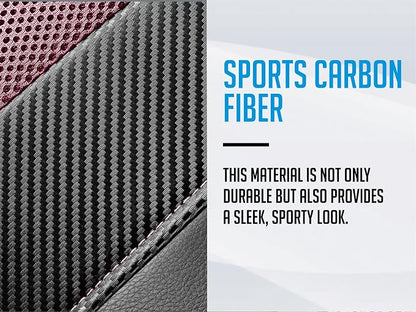 PIC AUTO Leather Car Seat Covers, Sports Carbon Fiber & Mesh Design, High-Back Two Front Set, Waterproof Automotive Seat Covers, Airbag Compatible, Universal Fit for Most Cars (Black & Pink) - Image 3