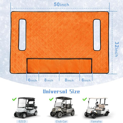 YOKYHOM Golf Cart Seat Covers with 4 Front Pockets, Thick Seat Towel Blanket with Non-Slip Backing, Fits EZGO, Club Car, Yamaha and More 2 & 4 Passenger Golf Carts, Orange - Image 4
