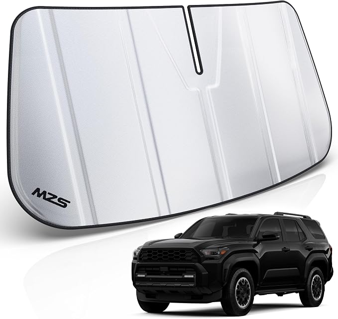 MZS Windshield Sun Shade Compatible with 4Runner 2025 2026 | 6-Layer Heat Insulation, 99% UV Blocking, Keeps Interior Cool, Full Coverage Visor, Foldable Car Window Sunshade, Storage Bag by MZS