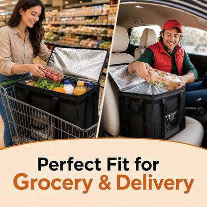 NZ home Insulated Food Bag, Portable Cooler Tote (3XL, Black, 1 Pack) | Large thermal bag, For cold & hot food, Soft sided cooler, Heavy duty carrier, Grocery shopping, Food delivery, Catering bag - Image 3