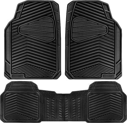 CAR PASS Rubber Car Mats, Waterproof Car Floor Mats All Weather,Car Mat Full Set 3 Piece, Automotive Floor Mat Trim to Fit for Cars Sedans SUVs Trucks, Anti-Slip Easy Clean, All Black - Image 9
