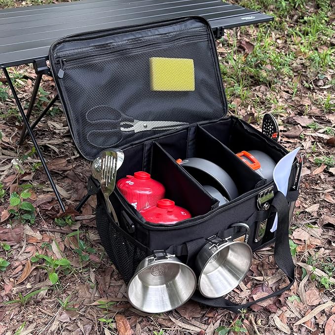 Tactical Camping Storage Bag 18L Tactical Utility Tote Bag Camping Cookware Organizer Trunk Organizer (Black) - Image 5