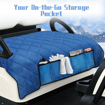 YOKYHOM Golf Cart Seat Covers with 4 Front Pockets, Thick Seat Towel Blanket with Non-Slip Backing, Fits EZGO, Club Car, Yamaha and More 2 & 4 Passenger Golf Carts, Blue - Image 7
