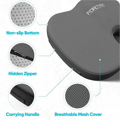 FORTEM Seat Cushion & Lumbar Support for Office Chair, Wheelchair, Car | Memory Foam | Ergonomic Design | Washable Cover | Non Slip | Dark Grey - Image 4