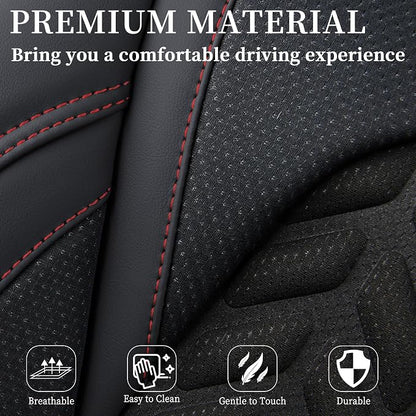 Coverado Seat Covers Full Set, Seat Covers for Cars, Car Seat Covers Winter, Breathable Faux Leather Car Seat Protector Car Seat Cushion, Black Car Seat Covers Universal Fit for Most Cars SUVs Trucks - Image 6