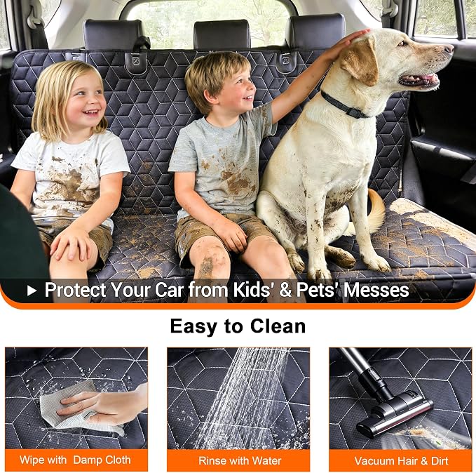 Meginc Dog Car Seat Cover-Waterproof Bench Back Seat Protector for SUV&Cars | Heavy-Duty Oxford Rear Seat Cover for Pet Hair, Spills, Velcro Openings, Non-slip, Scratch-Resistant, Machine Washable - Image 4