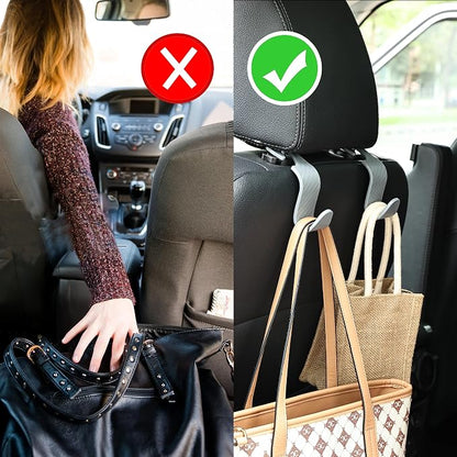 Car Seat Hooks 4 Pack - 55lb Heavy Duty Headrest Hanger, Grey | Universal fit for most cars SUVs,Hang purses handbags coats umbrellas grocery bags,ABS plastic,Easy Installation - Image 7
