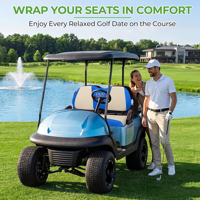 10L0L Golf Cart Seat Covers for Yamaha EZGO Club Car Seat Towel Cushion | Breathable Mesh All-Season Front/Rear Seat Blanket, UV Resistant, Cool Comfort, Machine Washable, Easy On, Great Golf Gift - Image 5