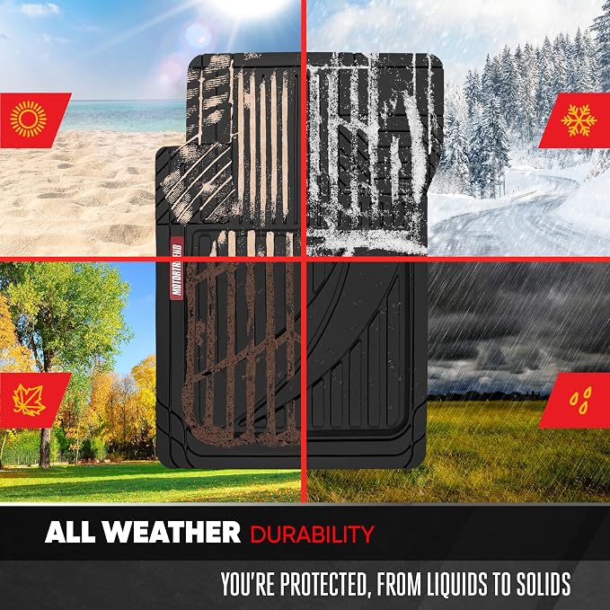 Motor Trend FlexTough Advanced Heavy Duty Black Rubber Car Floor Mats & Cargo Liner for SUV & Car Full Set - Universal Trim to Fit All Weather Automotive Floor Mat & Cargo Liners for SUV, Car, & Van - Image 7