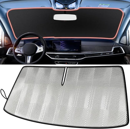 Windshield Sun Shade for Te-SLA Model Y Juniper 2025-2026 | Model Y 2020-2025, Custom Fit, Car Front Window Cover, Foldable Sunshade, Blocks Heat &UV Rays, Keep Car Cooler by LungsiMotor