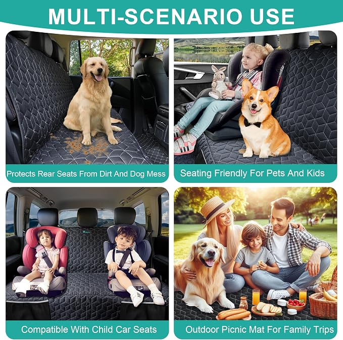 Meginc Dog Car Seat Covers for Back Seat, Bench Seat Covers for Trucks | Heavy-Duty Waterproof Oxford Pet Rear Protector for Ford F150 Ram 1500 Sierra 1500,Non-Slip,Scratch-Resistant,Velcro Opening - Image 5