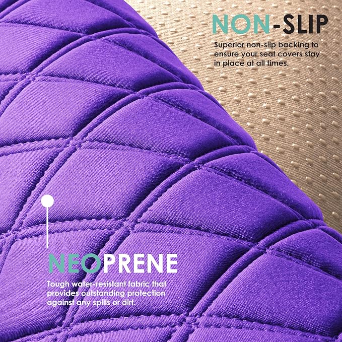 FH Group Car Seat Cover Cushion - Cars Trucks SUV, Neosupreme Car Seat Cushions, Waterproof Car Seat Cover Cushion, Universal Fit Car Seat Protector Rear Set Purple - Image 6