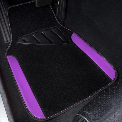 CAR PASS Waterproof Universal Fit Car Floor Mats, Faux Leather Car Carpet Mats with Anti-Slip Nibbs Backing & Driver Heel Pad Fit for SUV,Vans,sedans, Trucks,Set of 4pcs for Women (Black with Purple) - Image 6