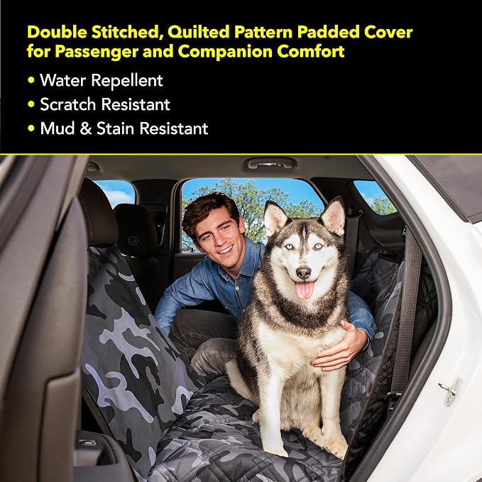 Meadowlark Dog Car Seat Cover, Heavy Duty Hammock, XL Trucks, Gray Camo - Image 4